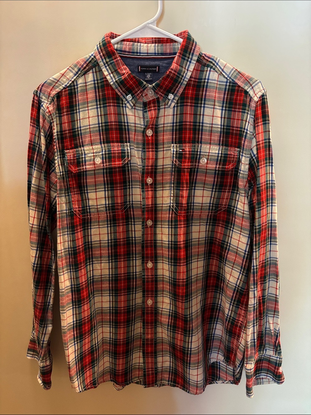 Boy’s Red & Green Tommy Hilfiger Plaid Button-Down Shirt